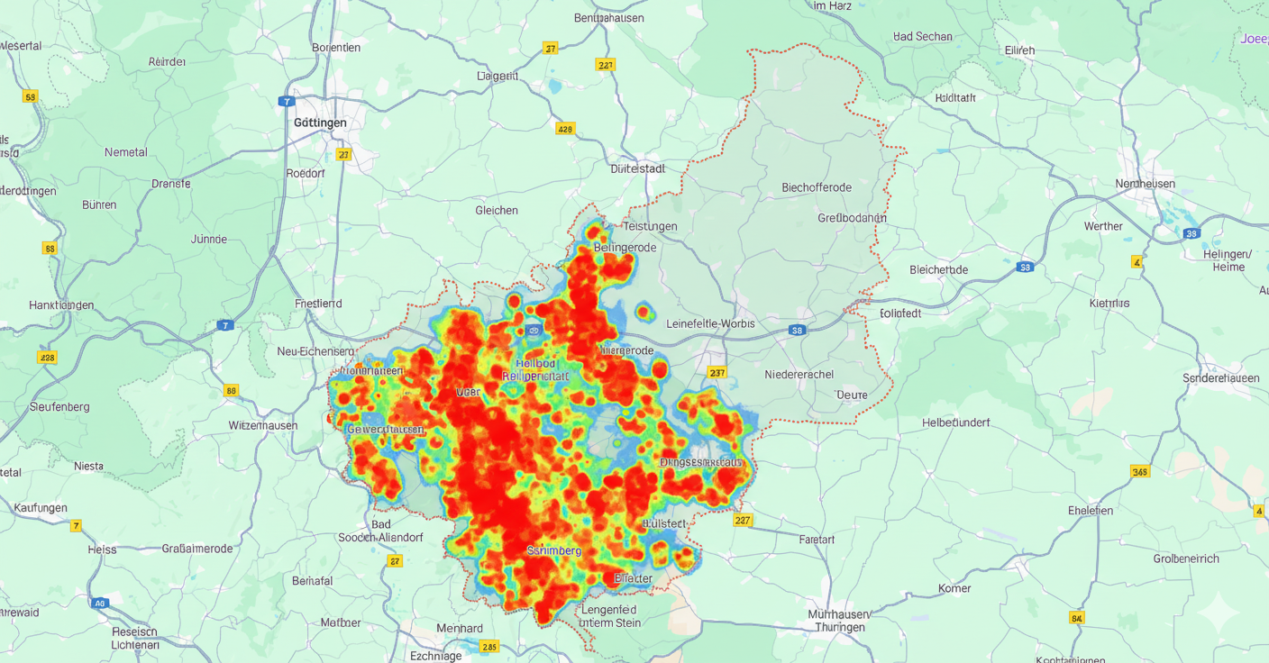 Eine Karte des Landkreises Eichsfeld.